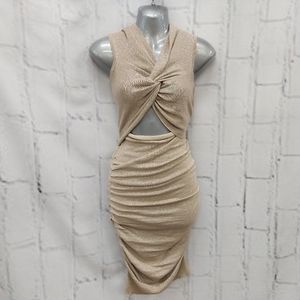 Sleeveless Twist Front Cutout Ruched Bodycon Dress